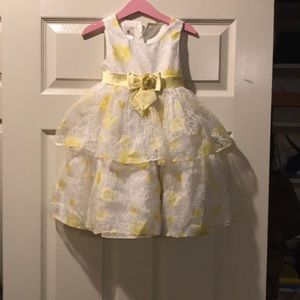 Yellow white an silver toddler dress